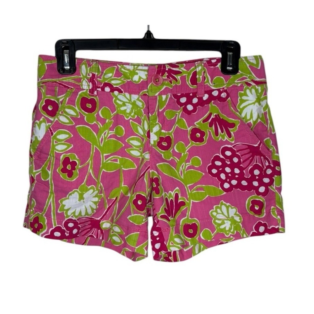 Lilly Pulitzer Pink Floral Shorts Size 0 5" Preppy Beach Coastal Resort